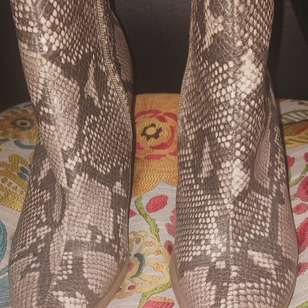 Carlos Lydia Faux Snakeskin Bootie